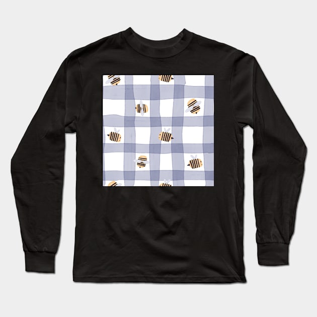 Hand drawn Bee pattern Long Sleeve T-Shirt by allysci